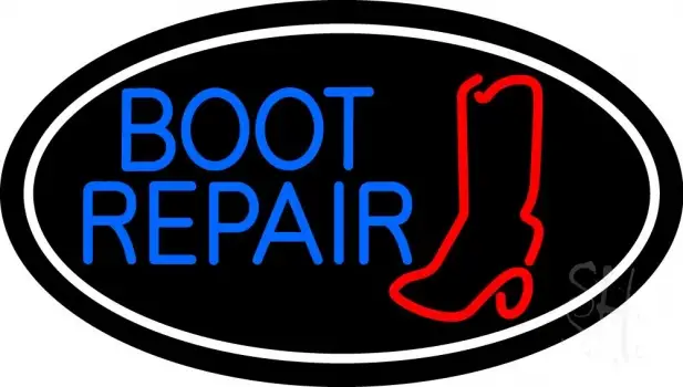 Red Boot Repair With Border LED Neon Sign