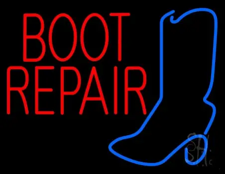 Red Boot Repair With Logo LED Neon Sign