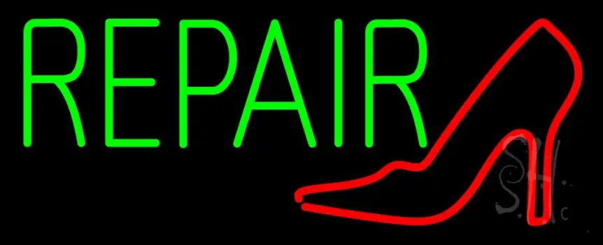 Red Sandal Logo Green Repair LED Neon Sign