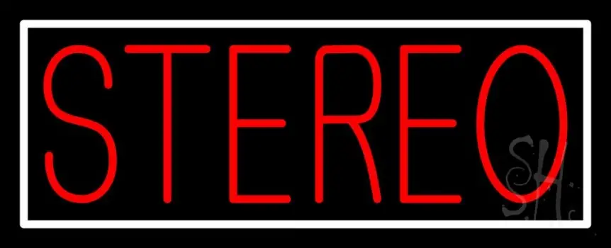 Red Stereo Block White Border LED Neon Sign