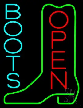 Turquoise Boots Open LED Neon Sign