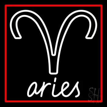 Aries Zodiac Red Border LED Neon Sign
