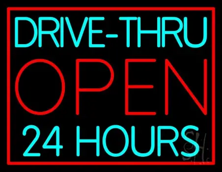 Drive Thru Red Open 24 Hours LED Neon Sign