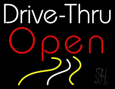 Drive Thru Red Open LED Neon Sign