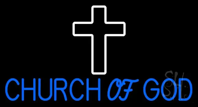 Blue Church Of God LED Neon Sign