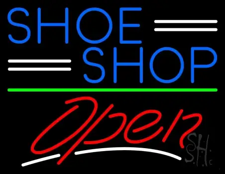 Blue Shoe Shop Open LED Neon Sign
