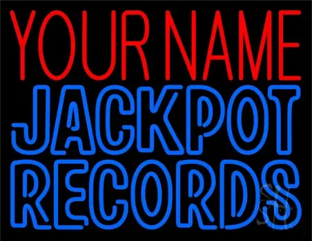 Custom Blue Jackpot Records Block LED Neon Sign