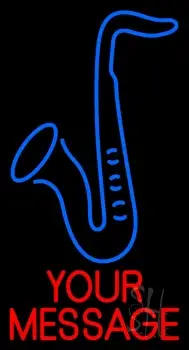 Custom Blue Saxophone Logo LED Neon Sign