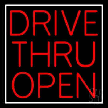 Red Drive Thru Open LED Neon Sign