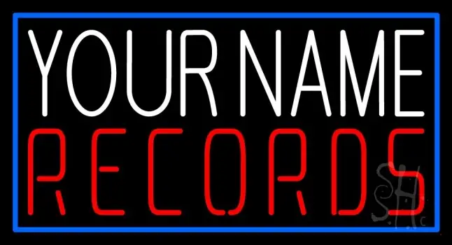 Custom Records In Red Blue Border LED Neon Sign