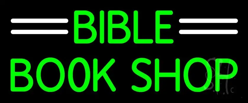 Green Bible Book Shop LED Neon Sign