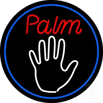Palm Reader Logo With Blue Border LED Neon Sign