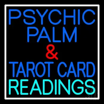 Psychic Palm And Tarot Card Readings White Border LED Neon Sign