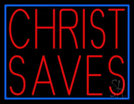 Red Christ Saves With Border LED Neon Sign