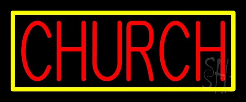 Red Church With Border LED Neon Sign