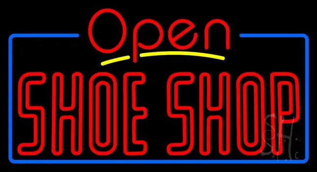 Red Double Stroke Shoe Shop Open LED Neon Sign