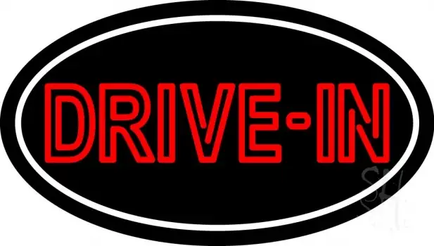 Red Drive In With White Border LED Neon Sign