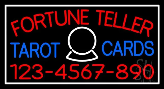 Red Fortune Teller Blue Tarot Cards With Phone Number LED Neon Sign