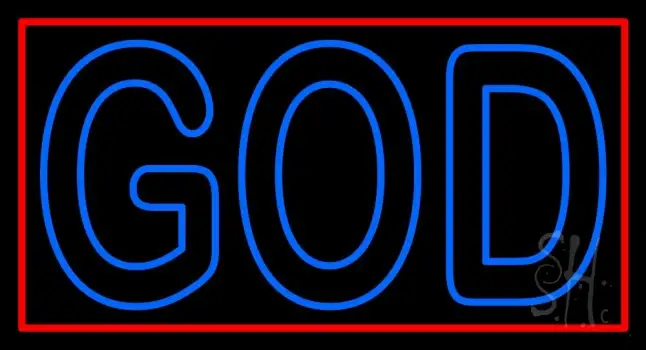 Red God With Border LED Neon Sign