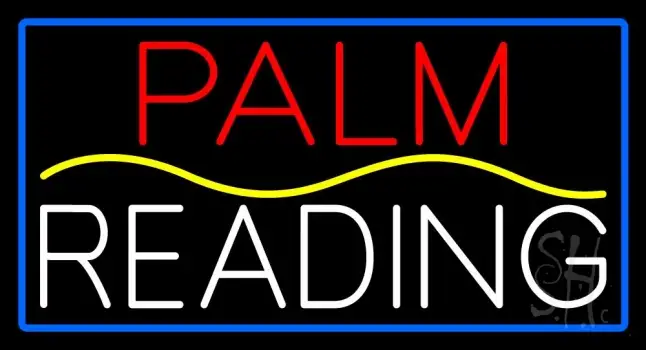 Red Palm Yellow Line White Reading Blue Border LED Neon Sign
