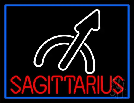 Red Sagittarius White Logo Blue Border LED Neon Sign