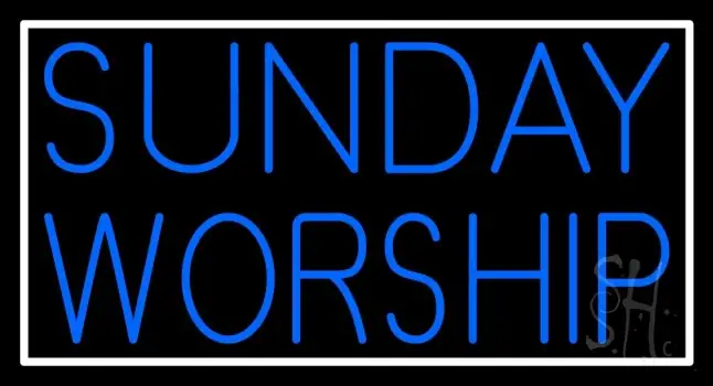 Sunday Worship With Border LED Neon Sign