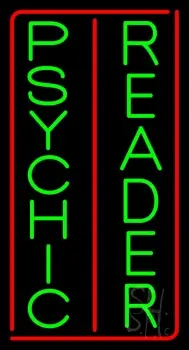Vertical Green Psychic Reader Red Border LED Neon Sign