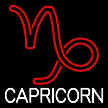 White Capricorn Red Logo LED Neon Sign