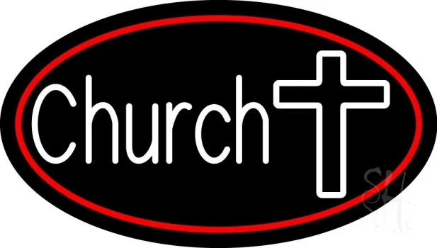 White Church With Cross LED Neon Sign