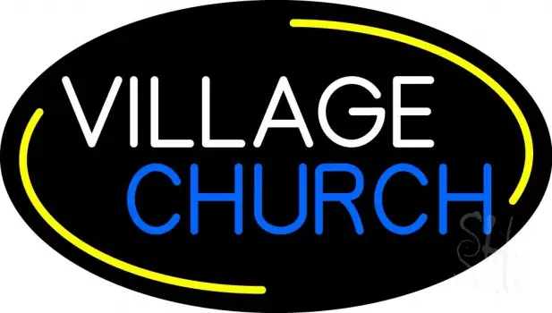 White Village Blue Church LED Neon Sign