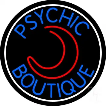 Blue Psychic Boutique White Border LED Neon Sign