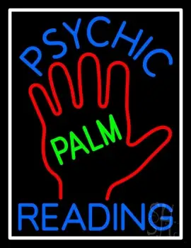 Blue Psychic Reading With Green Palm LED Neon Sign