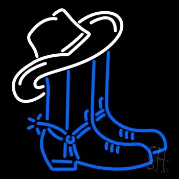 Cowboy Boots Logo Block LED Neon Sign