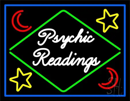 Cursive Psychic Readings With Border LED Neon Sign