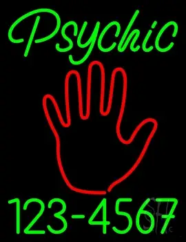 Green Psychic With Phone Number LED Neon Sign
