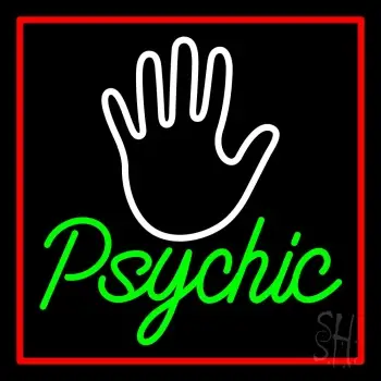 Green Psychic With Red Border LED Neon Sign