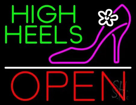 High Heels Open With White Line LED Neon Sign