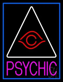 Pink Psychic With Blue Border LED Neon Sign