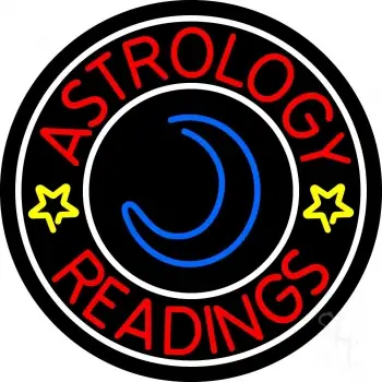 Red Astrology Readings White Border LED Neon Sign