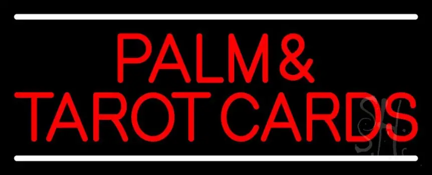Red Palm And Tarot Cards Block With White Line LED Neon Sign
