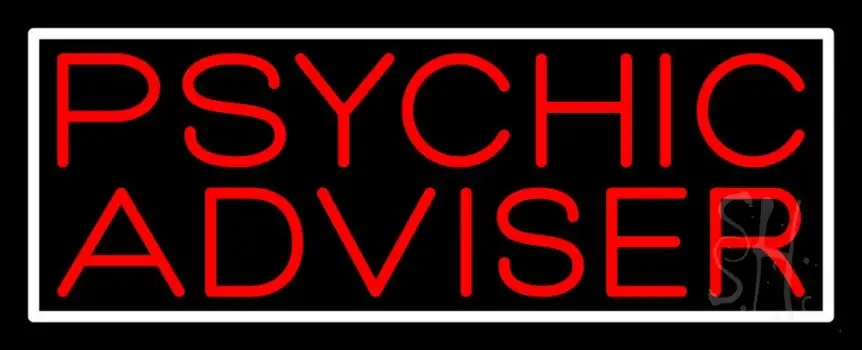 Red Psychic Advisor White Border LED Neon Sign