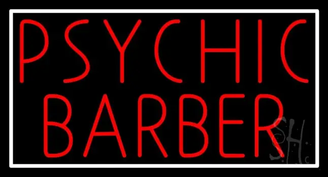 Red Psychic Barber With Border LED Neon Sign