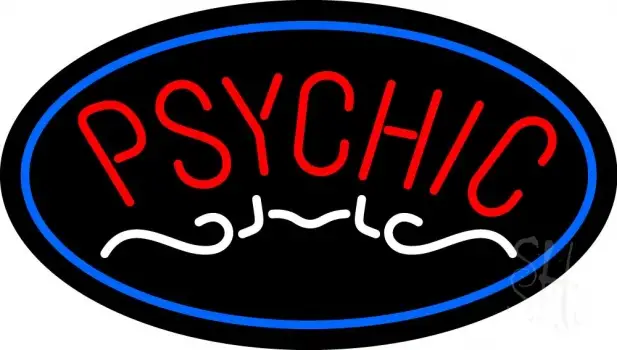 Red Psychic Blue Border LED Neon Sign