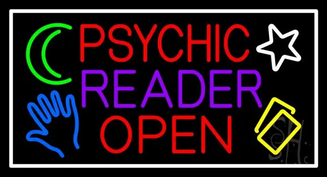 Red Psychic Purple Reader Red Open Block White Border LED Neon Sign