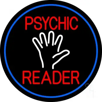 Red Psychic Reader White Palm And Blue Border LED Neon Sign