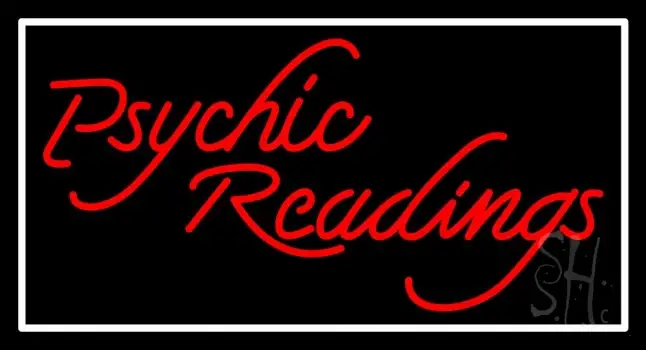 Red Psychic Readings And Blue Border LED Neon Sign