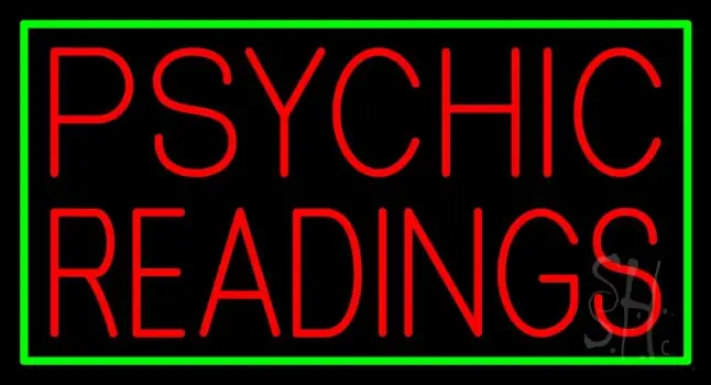 Red Psychic Readings Green Border LED Neon Sign