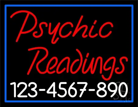 Red Psychic Readings With White Phone Number LED Neon Sign
