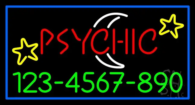 Red Psychic White Logo Phone Number LED Neon Sign