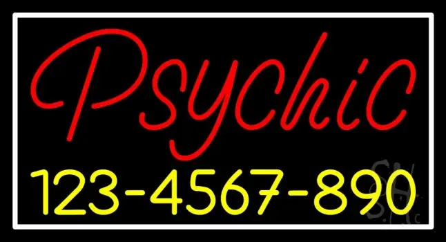 Red Psychic With Yellow Phone Number LED Neon Sign